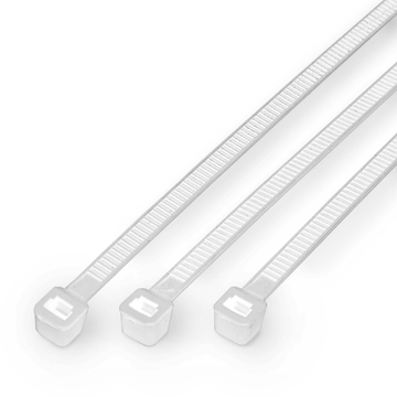 אזיקונים 3.6X300 מ"מ, חבק לבן 100 יחידות, עמידות גבוהה בקרינת UV, עמידות בטמפ' עד 85 (C°)