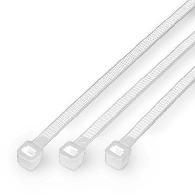אזיקונים 4.5X350 מ"מ, חבק לבן 100 יחידות, עמידות גבוהה בקרינת UV, עמידות בטמפ' עד 85 (C°)