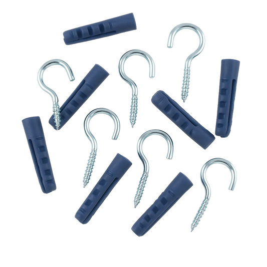 וו תקרה קטן + דיבל 5 מ"מ - סט 8 יחידות