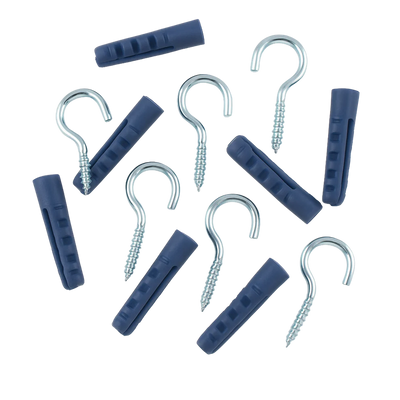 וו תקרה קטן + דיבל 5 מ"מ - סט 8 יחידות