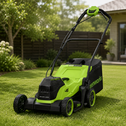 מכסחת דשא נטענת Greenworks 48V הכוללת 2 סוללות 4 אמפר ומטען USB-C - מנוע Brushless שקט