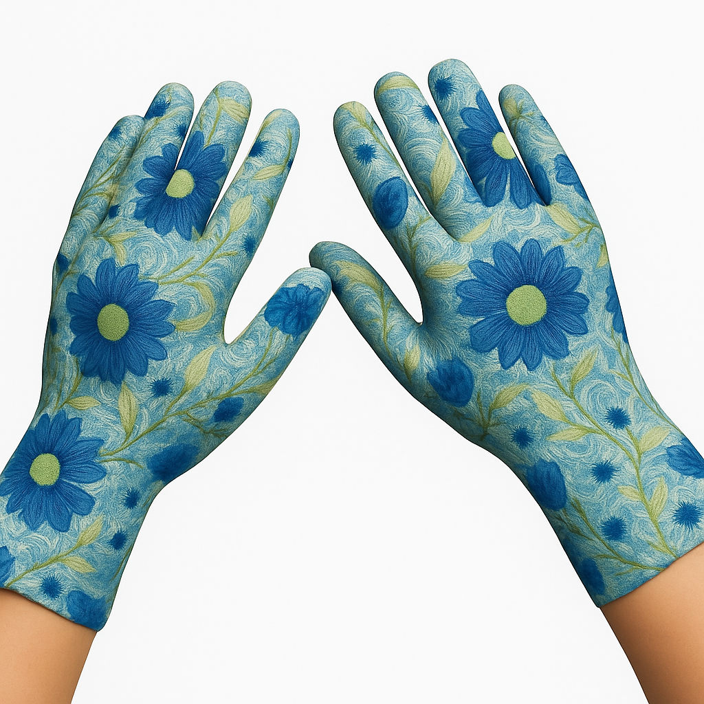 כפפות גינון מעוצבות בדוגמת פרחים - עמידות ויפות לעבודה בגינה