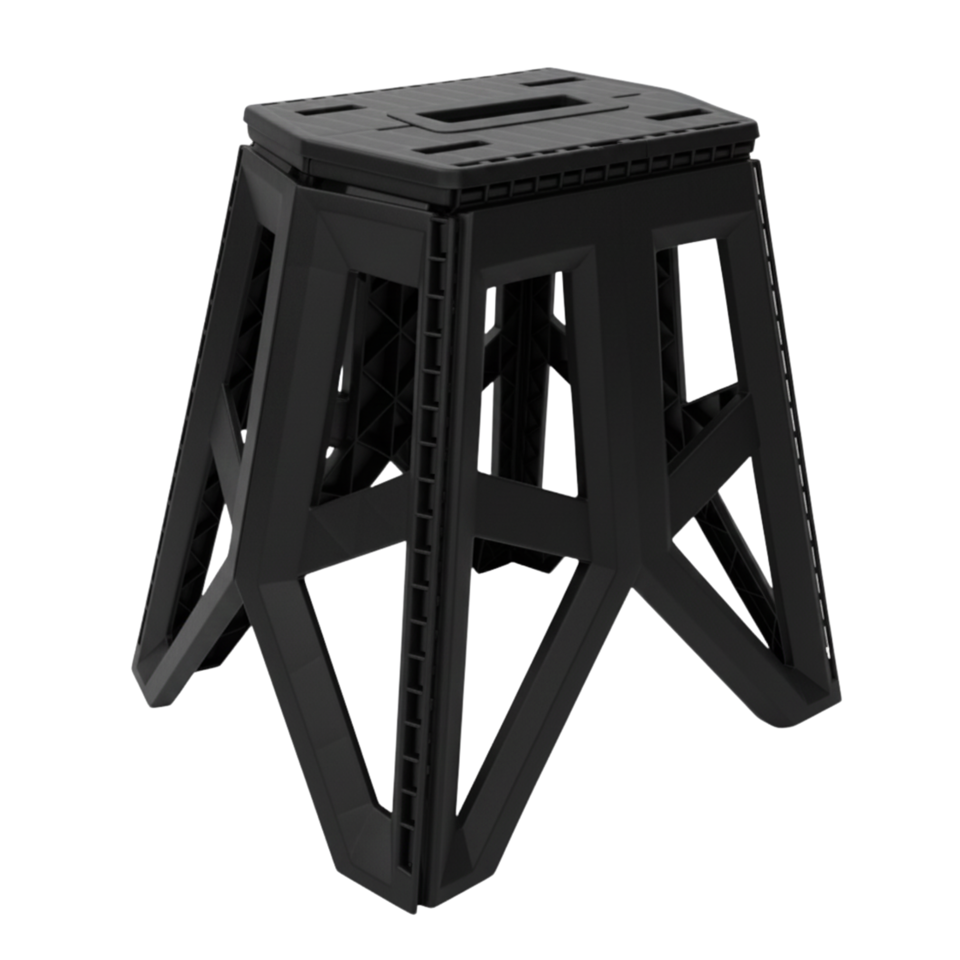 שרפרף מתקפל קומפקטי שחור, בגובה 40 ס"מ מתאים לנשיאה עד 120 ק"ג - מושלם לבית ולשטח