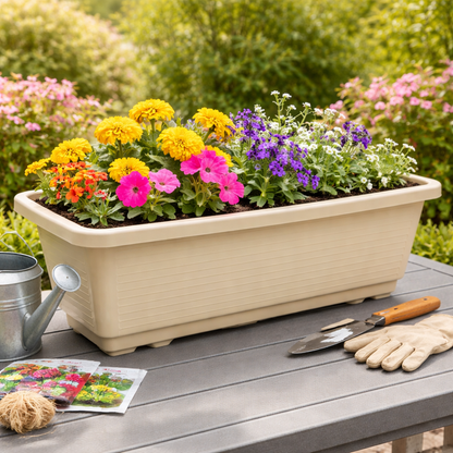 קפוצינו אדנית פלסטיק איכותית 80 ס"מ בעלת שתי רגליים לניקוז מים - בז'