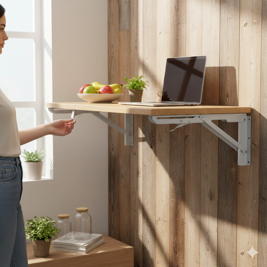 זוג תומכי מדף איכותיים וחזקים באורך 30 ס"מ, המיועדים ליצירת שולחנות מתקפלים, מדפי שירות או משטחי