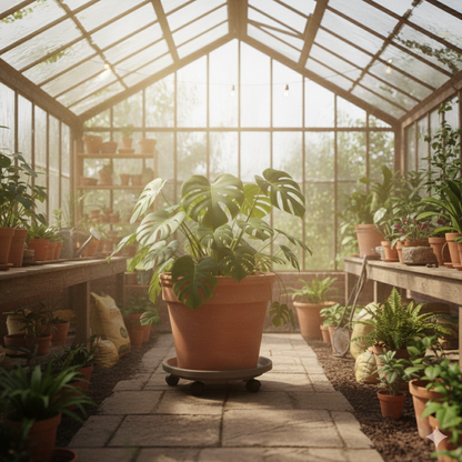 צלחת ניידת לעציץ עגול עם 4 גלגלים מפלסטיק קשיח (קוטר 35 ס״מ), להזזה קלה ויציבה של עציצים כבדים, זמינה בצבעים שונים לבחירה