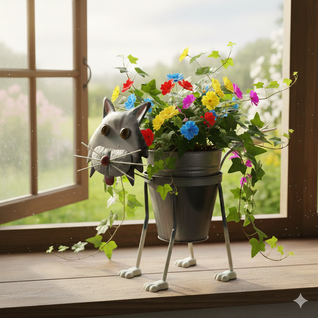 עציץ ה"חתול" הוא פריט דקורטיבי המשלב נאמנות עיצובית עם הומור וחן. עם גובה של 35 ס"מ,