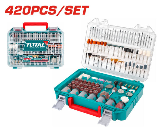 סט אביזרים לדריימל / מכונת ליטוש 420 חלקים Total TAKMG4208 – ליטוש, חיתוך, חריטה והשחזה