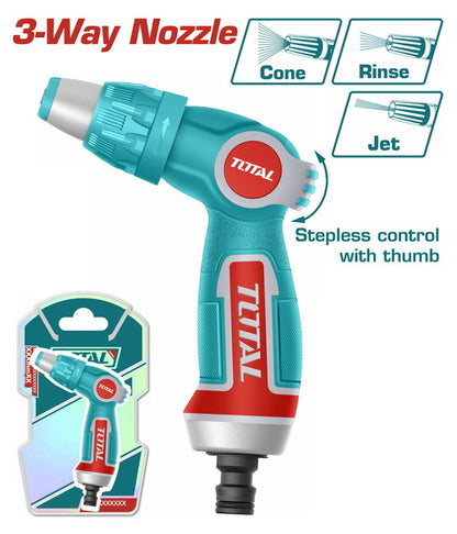 אקדח השקיה וריסוס סופר איכותי עם שלושה מצבי ריסוס ואחיזה נוחה שאינה מעייפת את היד