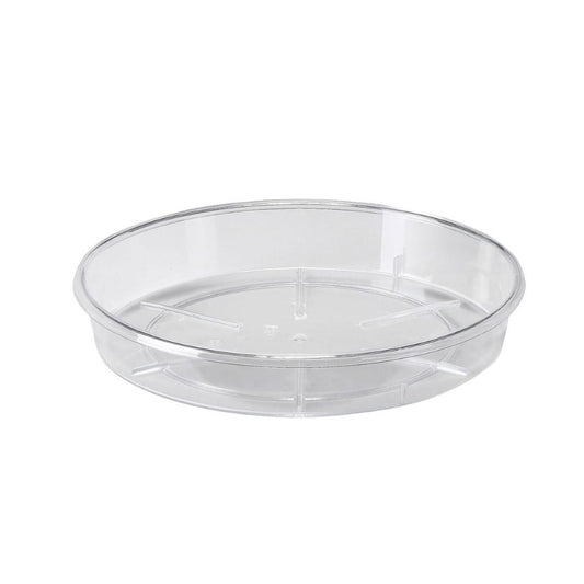 צלחת פולי שקופה לעציץ עגול מפלסטיק איכותי (קוטר28 ס״מ, גובה 4.2 ס״מ), תחתית לעציץ לאיסוף נוזלים ולהגנה על משטחים