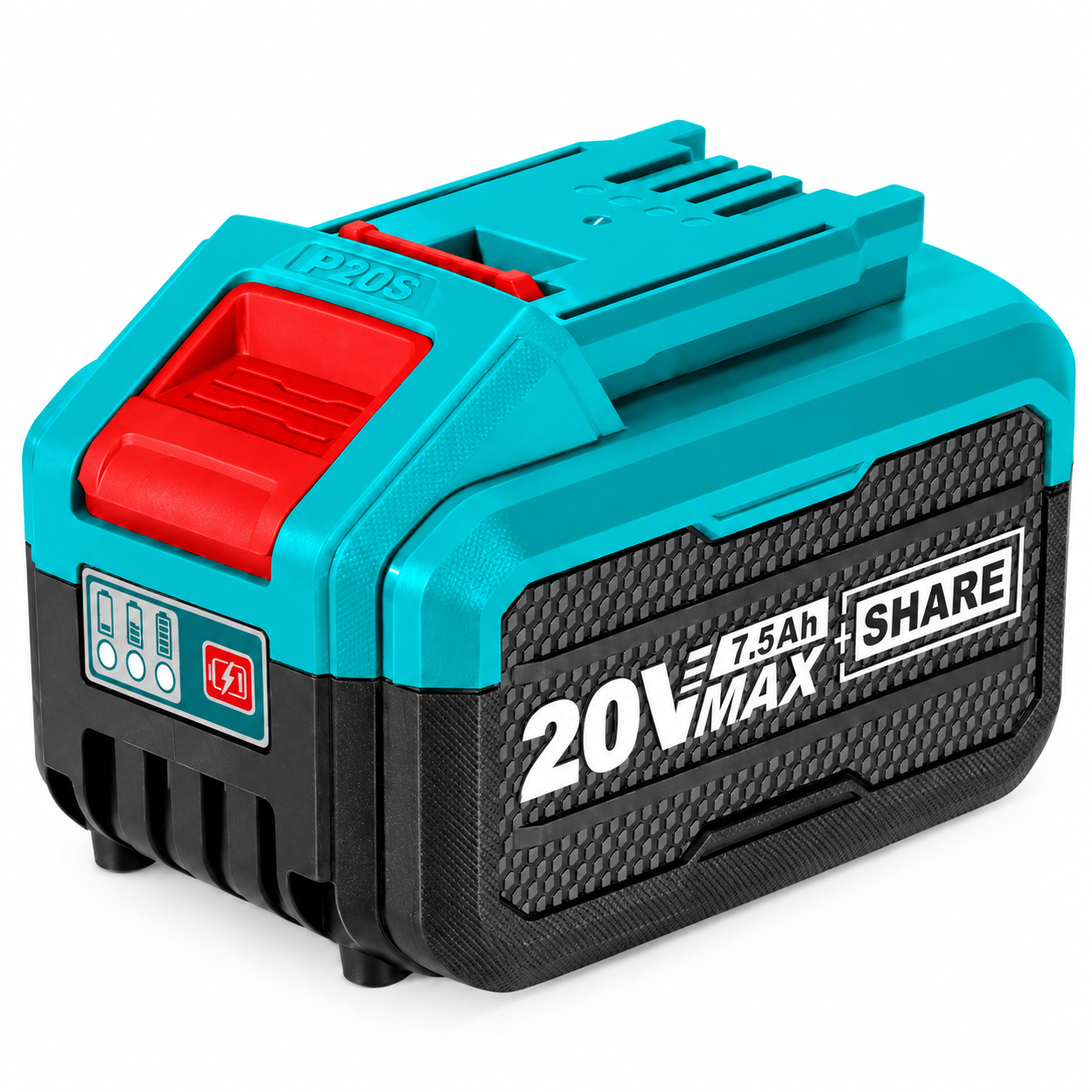 סוללת ליתיום-איון תעשייתית 20V בקיבולת 7.5Ah מבית TOTAL, תואמת לכל כלי העבודה האלחוטיים בסדרת P20S –