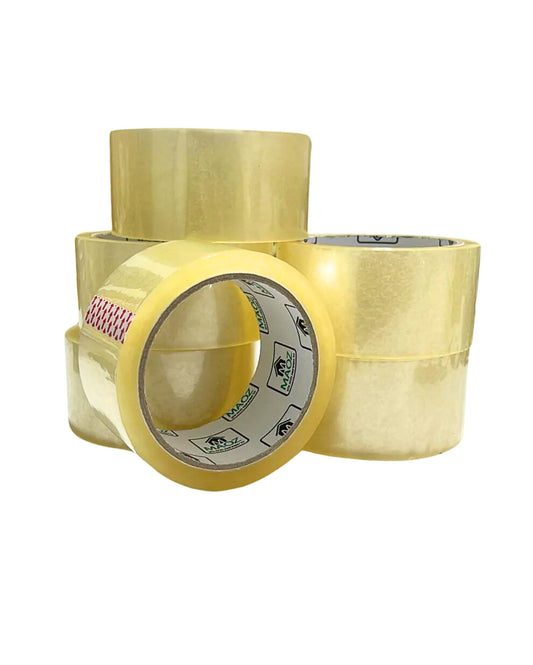 מארז 6 יחידות סרט אריזה, מסקנטייפ שקוף, כל סרט באורך 60 מטר, מתאים לאריזת קרטונים ועמיד לאורך זמן
