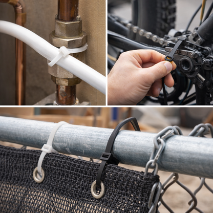 סט אזיקונים לבנים 4X300 מ"מ – חבקים חזקים ועמידים לשימוש ביתי ומקצועי (100 יחידות) סט אזיקונים