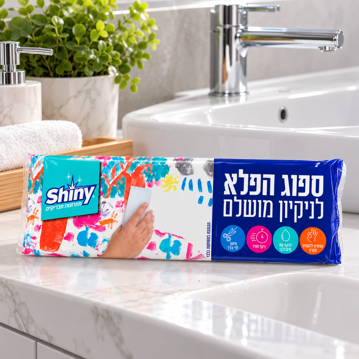 ספוג קסם לניקוי כתמים עיקשים עם מים בלבד, בלי חומרי ניקוי - חותכים חתיכה בגודל המתאים