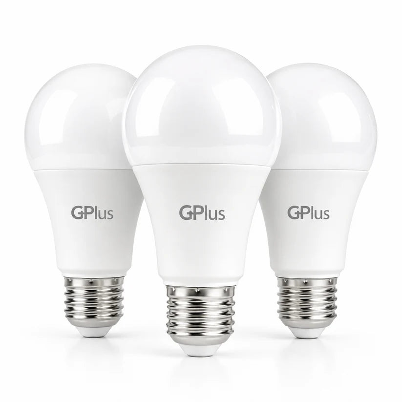נורות LED קרות GPlus 10W E27 A60 - שלישיית נורות בטיחות 1000 LM