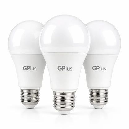 נורות LED קרות GPlus 10W E27 A60 - שלישיית נורות בטיחות 1000 LM