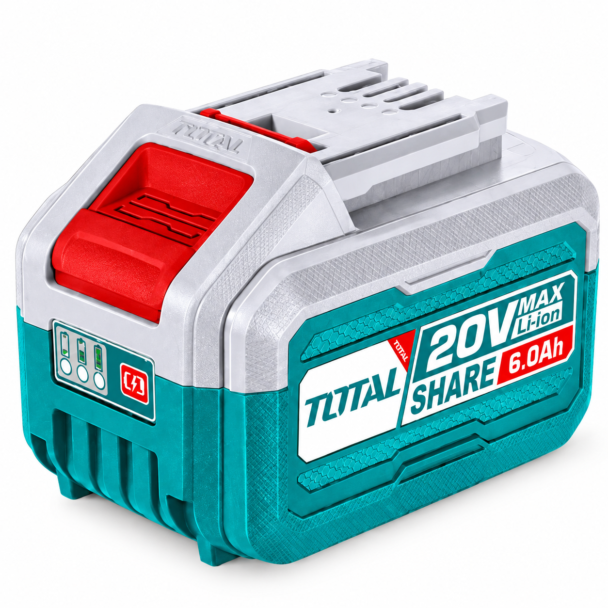 סוללת ליתיום TOTAL 20V 6.0Ah תואמת למערכת P20S, לכל כלי העבודה הנטענים של המותג סוללת ליתיום