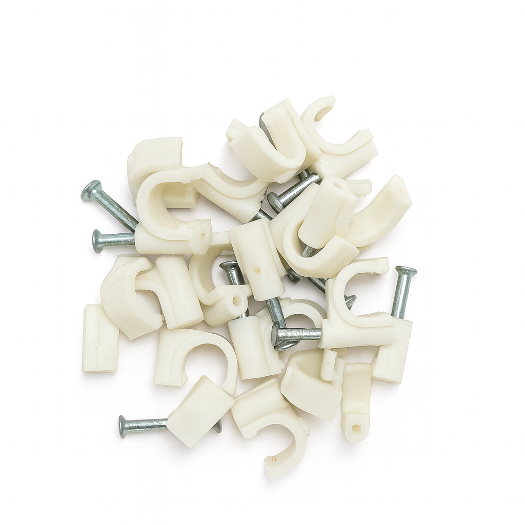 מהדקי כבל חשמל, 34 יחידות במארז, עגול 8 מ"מ, מתאימים להידוק כבלי חשמל, טלפון, אינטרנט וכו'
