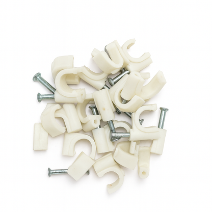 מהדקי כבל חשמל, 34 יחידות במארז, עגול 8 מ"מ, מתאימים להידוק כבלי חשמל, טלפון, אינטרנט וכו'
