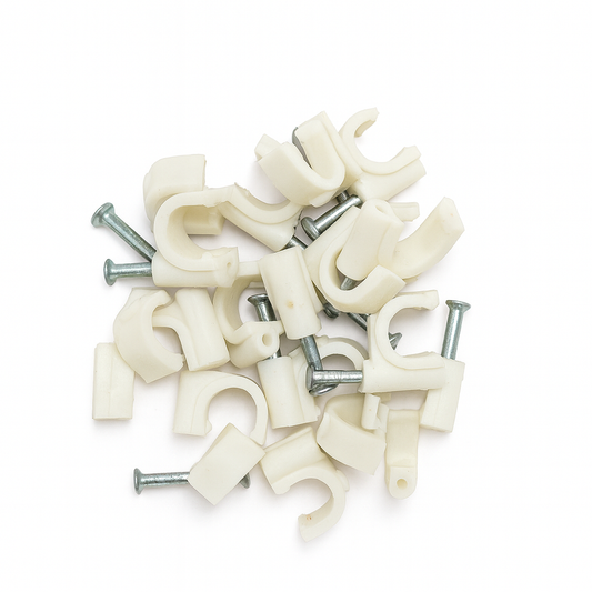 מהדקי כבל חשמל, 34 יחידות במארז, עגול 8 מ"מ, מתאימים להידוק כבלי חשמל, טלפון, אינטרנט וכו'
