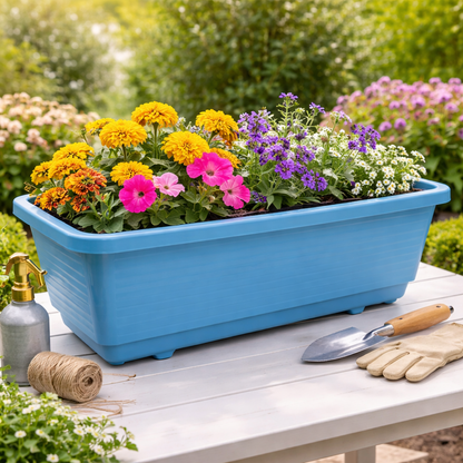 אדנית פלסטיק איכותית 80 ס"מ בעלת שתי רגליים - כחולה