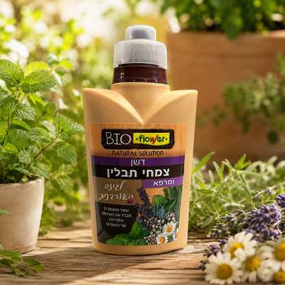 דשן FLOWER לצמחי תבלין ומרפא - 500 מ"ל - חומרים טבעיים - בטוח למאכל וחליטה דשן