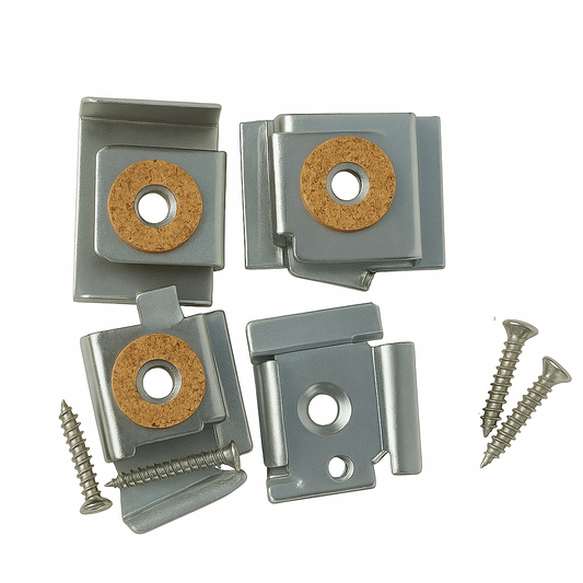 מחזיק מראה קפיצי עם מסמרים ודיבלים - סט 4 יחידות
