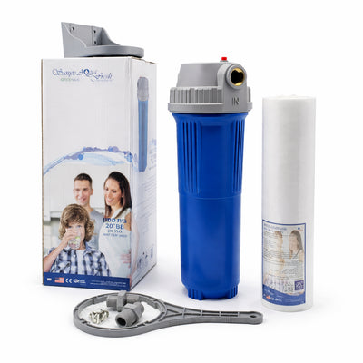 ערכת סינון מים מלאה לבית - בית סנן 20'' BB כולל סנן PP, ידית, סטנד וחיבורים - מותאם מזון