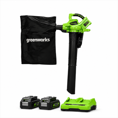 מפוח שואב עלים 2 ב-1 Greenworks 48V - כולל 2 סוללות 4Ah ומטען כפול לפעמים צריך