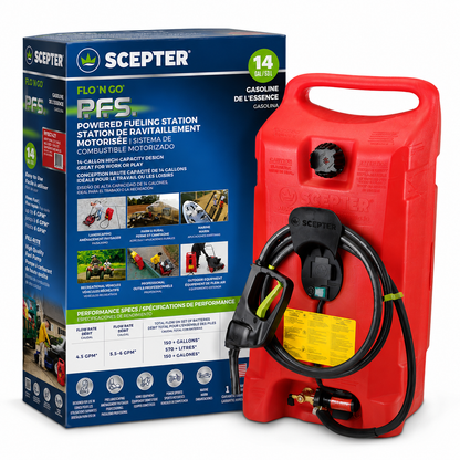 תחנת תדלוק ניידת Scepter Flo'N Go PFS PFSG1421 - 53 ליטר - משאבת Fill-Rite - 6 GPM - 12V - מוסמך DOT