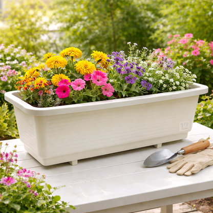 אדנית פלסטיק איכותית 80 ס"מ בעלת שתי רגליים - לבן