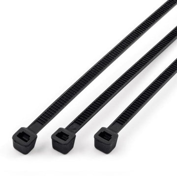 אזיקונים 3.6X300 מ"מ, חבק שחור 100 יחידות, עמידות גבוהה בקרינת UV, עמידות בטמפ' עד 85 (C°)
