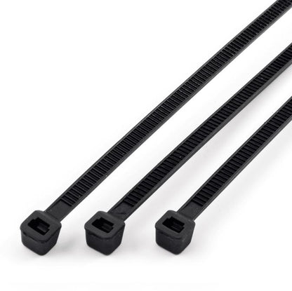 אזיקונים 3.6X300 מ"מ, חבק שחור 100 יחידות, עמידות גבוהה בקרינת UV, עמידות בטמפ' עד 85 (C°)