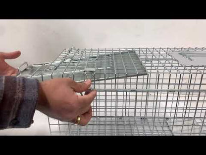 מלכודת חתולים דו-כיוונית מתקפלת 90×25×30 ס"מ ללכידה הומאנית ובטוחה ללא רעלים וכימיקלים