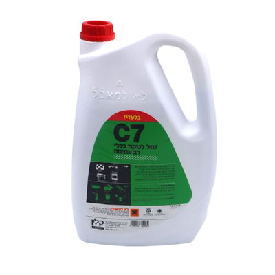 C7 נוזל רב עוצמה בנוסחה ייחודית המשלבת ניקוי יסודי, הסרת שומנים קשים ולכלוך קשה, 4 ק"ג