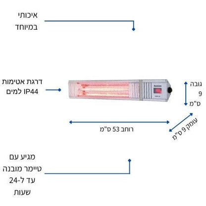 תנור חימום לאמבטיה 2000W, בעל 9 מצבי חימום עם טיימר 24 שעות