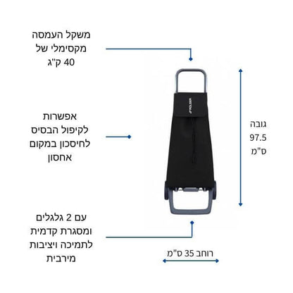 עגלת שוק סופר איכותית ביותר עשויה אלומיניום, חזקה וקלה לנשיאה, עם שני גלגלים חזקים